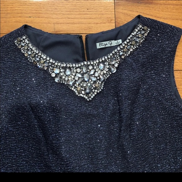 Eliza j Size 6 Gray sparkle embellished neckline - Picture 4 of 5